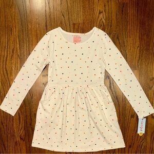Cat & Jack NEW long-sleeve fall dress girls size 8 cream black/orange hearts